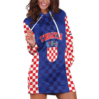 Custom Croatia National Heritage Hoodie Dress Blue Checkered Croatian Pride - Wonder Print Shop