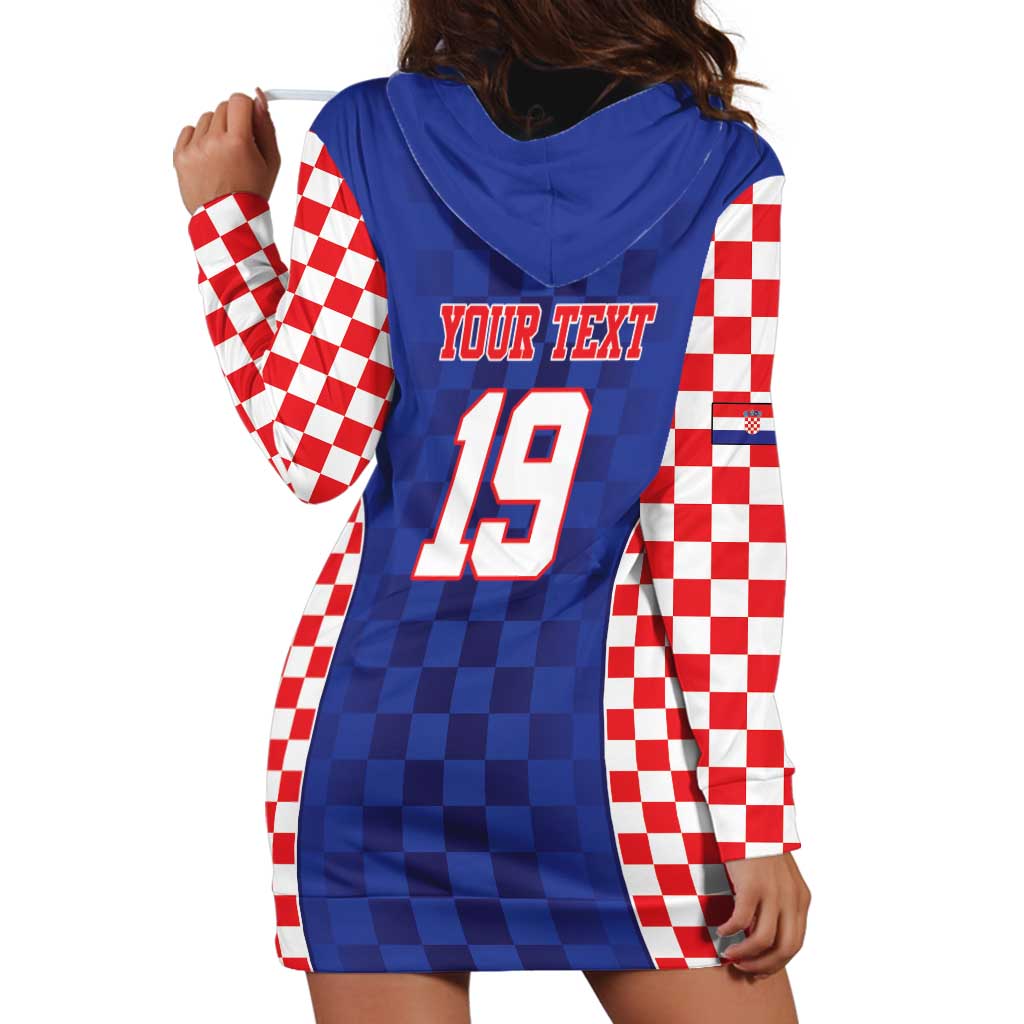 Custom Croatia National Heritage Hoodie Dress Blue Checkered Croatian Pride - Wonder Print Shop