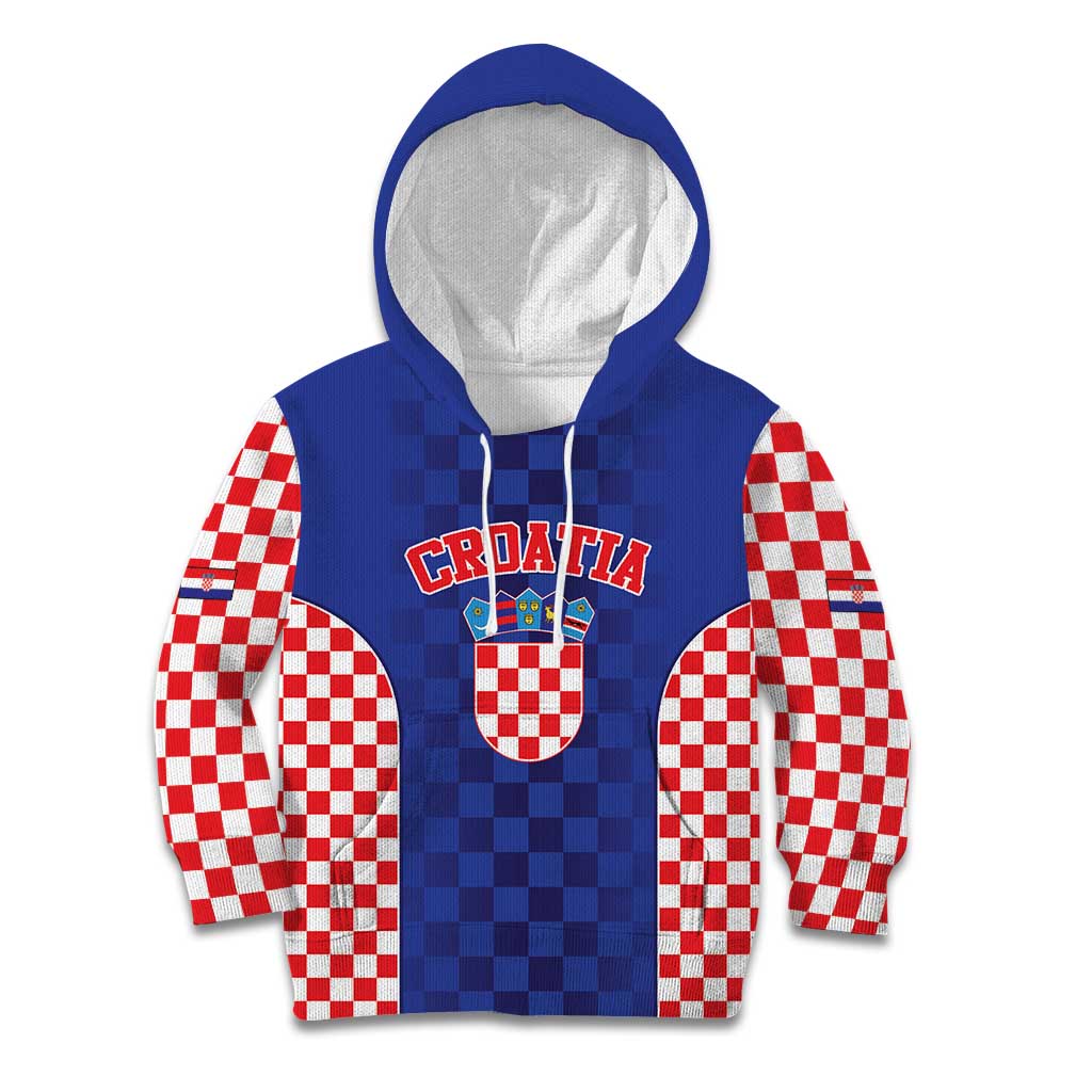 Custom Croatia National Heritage Kid Hoodie Blue Checkered Croatian Pride - Wonder Print Shop
