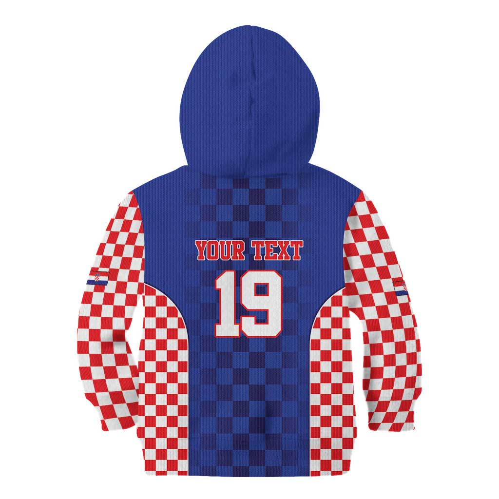 Custom Croatia National Heritage Kid Hoodie Blue Checkered Croatian Pride - Wonder Print Shop