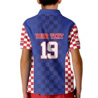 Custom Croatia National Heritage Kid Polo Shirt Blue Checkered Croatian Pride - Wonder Print Shop