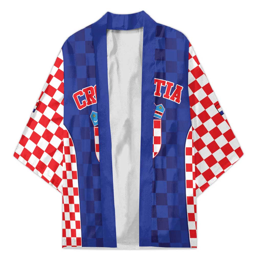 Custom Croatia National Heritage Kimono Blue Checkered Croatian Pride - Wonder Print Shop