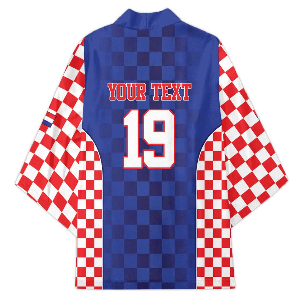 Custom Croatia National Heritage Kimono Blue Checkered Croatian Pride - Wonder Print Shop