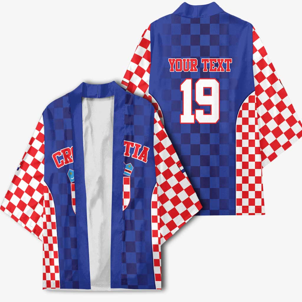Custom Croatia National Heritage Kimono Blue Checkered Croatian Pride - Wonder Print Shop