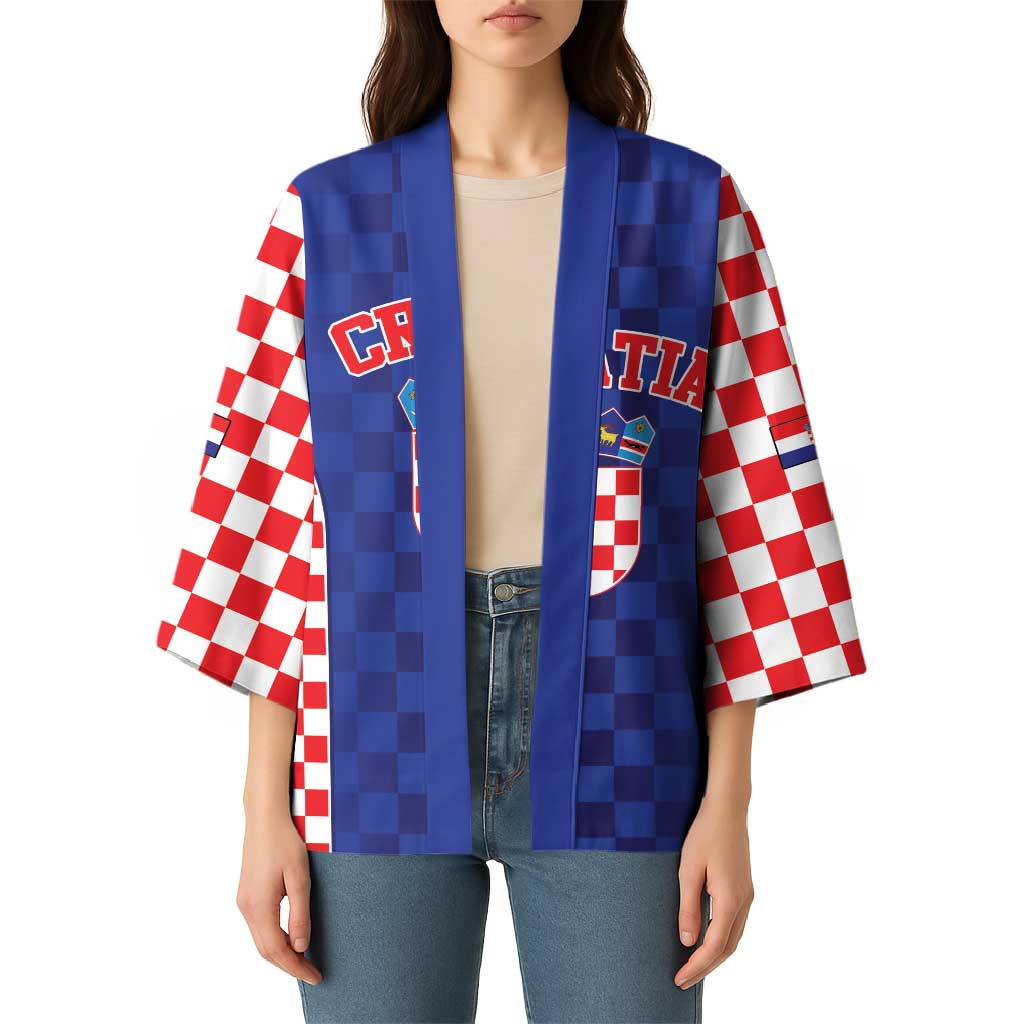 Custom Croatia National Heritage Kimono Blue Checkered Croatian Pride - Wonder Print Shop