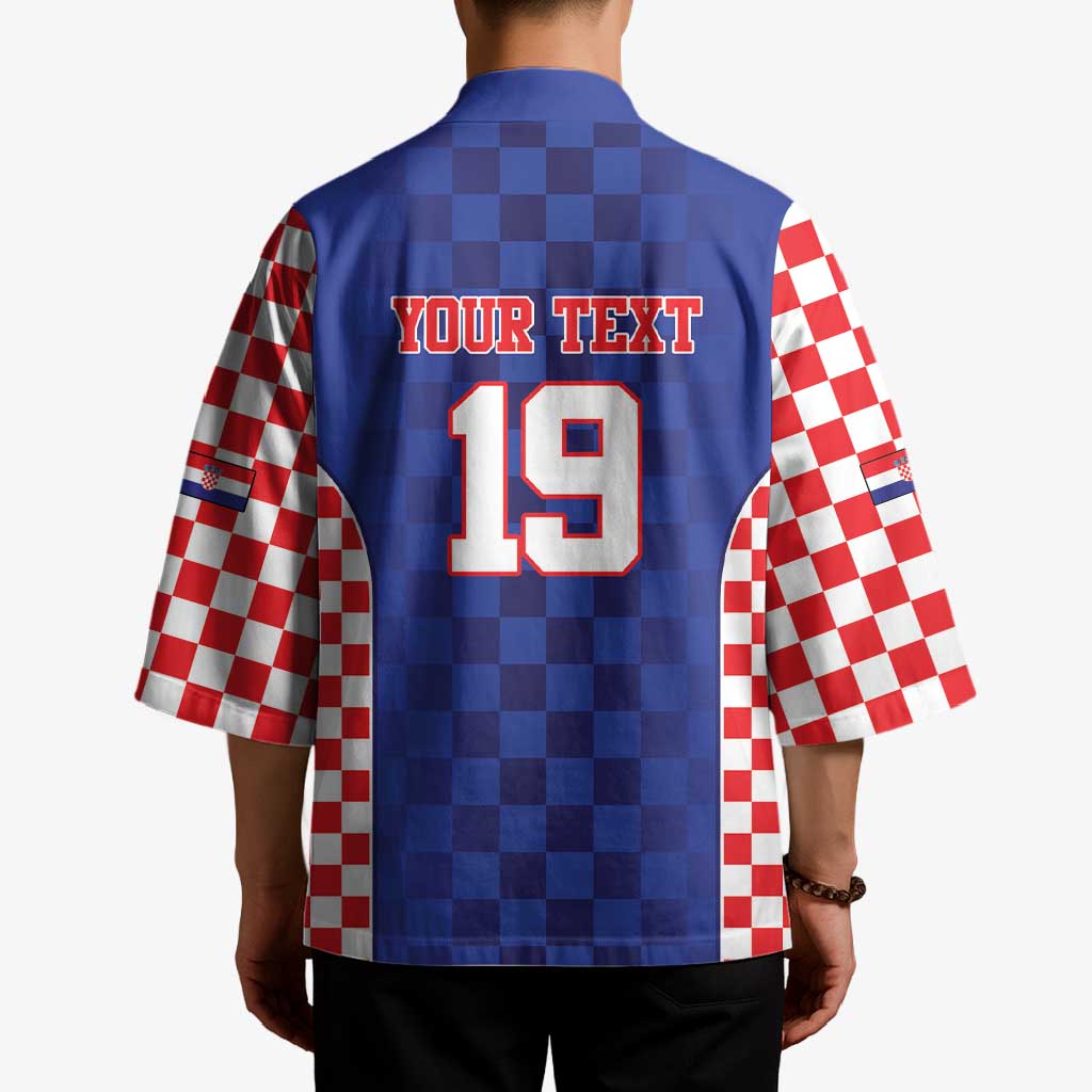 Custom Croatia National Heritage Kimono Blue Checkered Croatian Pride - Wonder Print Shop