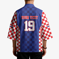 Custom Croatia National Heritage Kimono Blue Checkered Croatian Pride - Wonder Print Shop