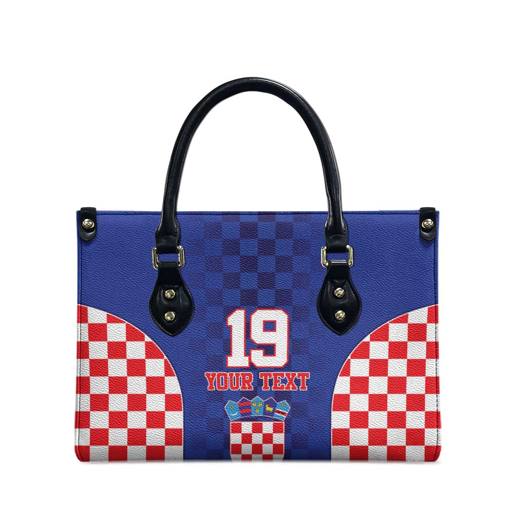 Custom Croatia National Heritage Leather Bag Blue Checkered Croatian Pride - Wonder Print Shop
