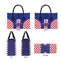 Custom Croatia National Heritage Leather Bag Blue Checkered Croatian Pride - Wonder Print Shop