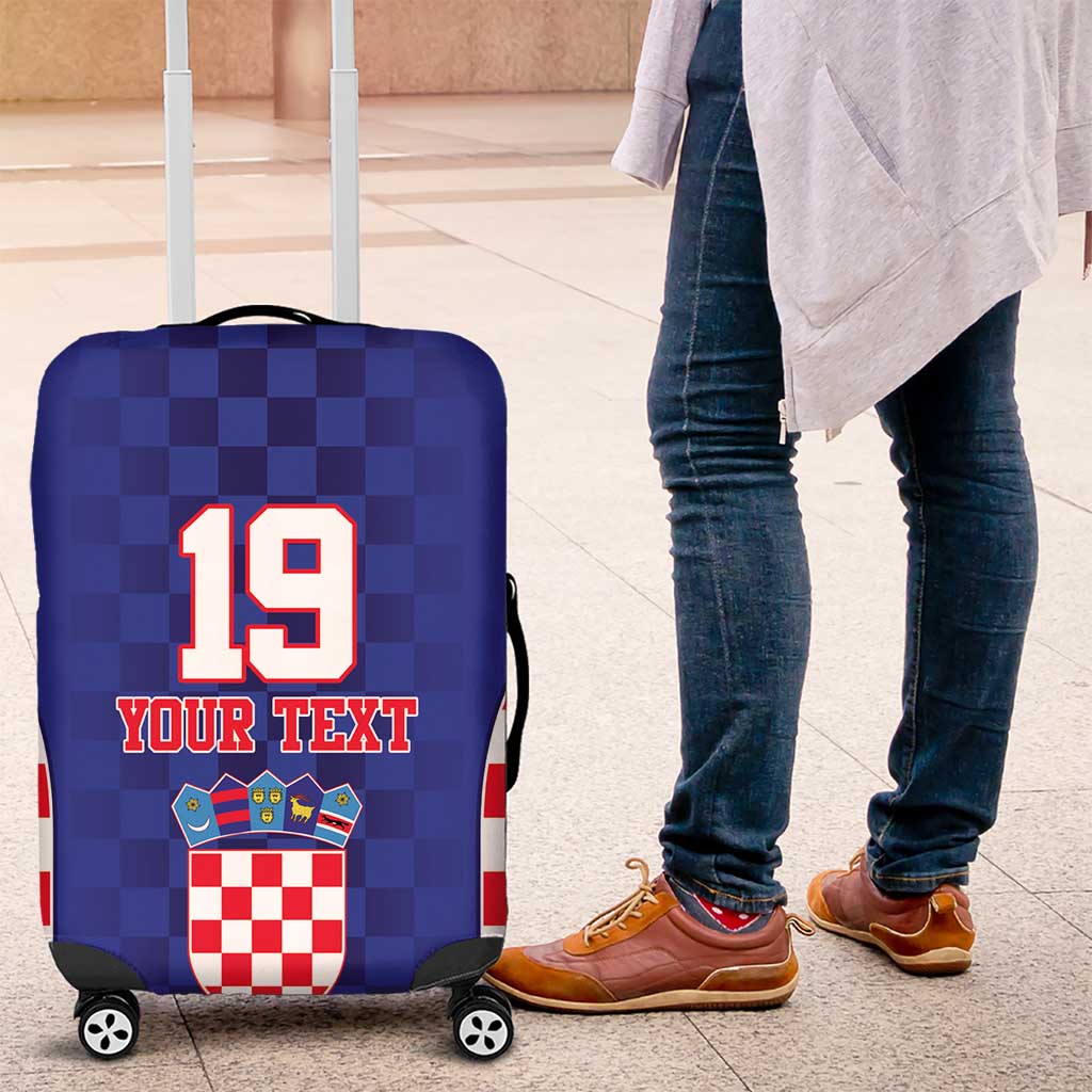 Custom Croatia National Heritage Luggage Cover Blue Checkered Croatian Pride - Wonder Print Shop