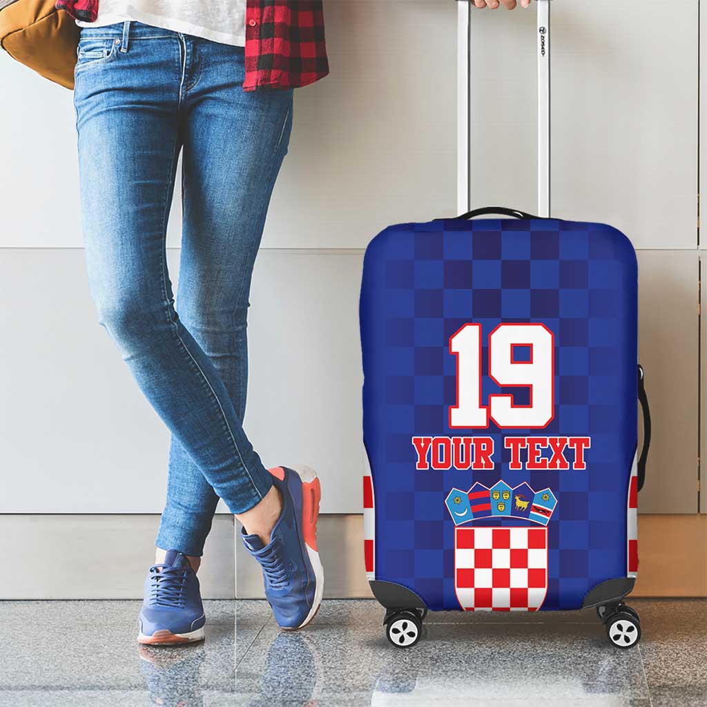Custom Croatia National Heritage Luggage Cover Blue Checkered Croatian Pride - Wonder Print Shop