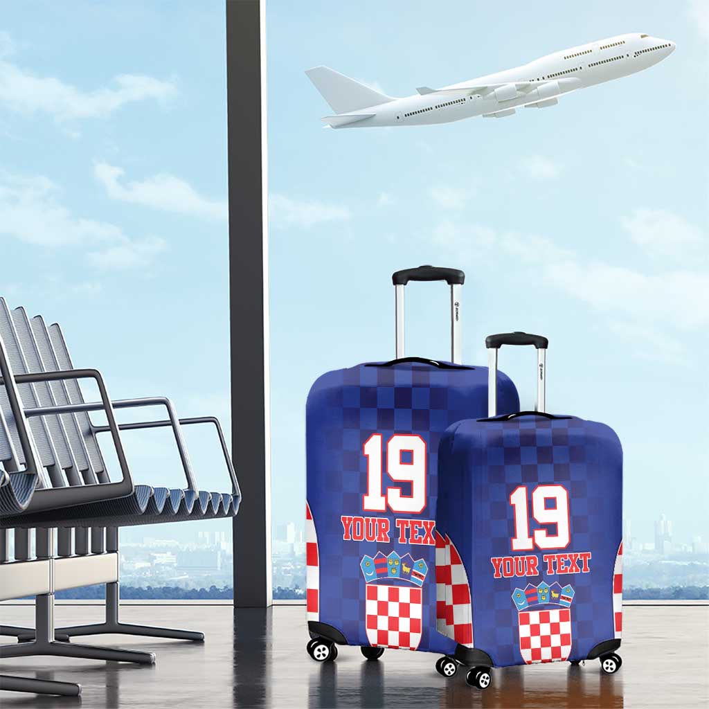 Custom Croatia National Heritage Luggage Cover Blue Checkered Croatian Pride - Wonder Print Shop