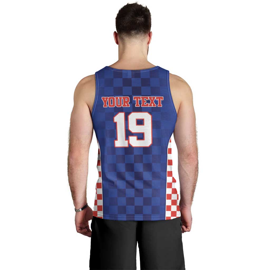Custom Croatia National Heritage Men Tank Top Blue Checkered Croatian Pride - Wonder Print Shop