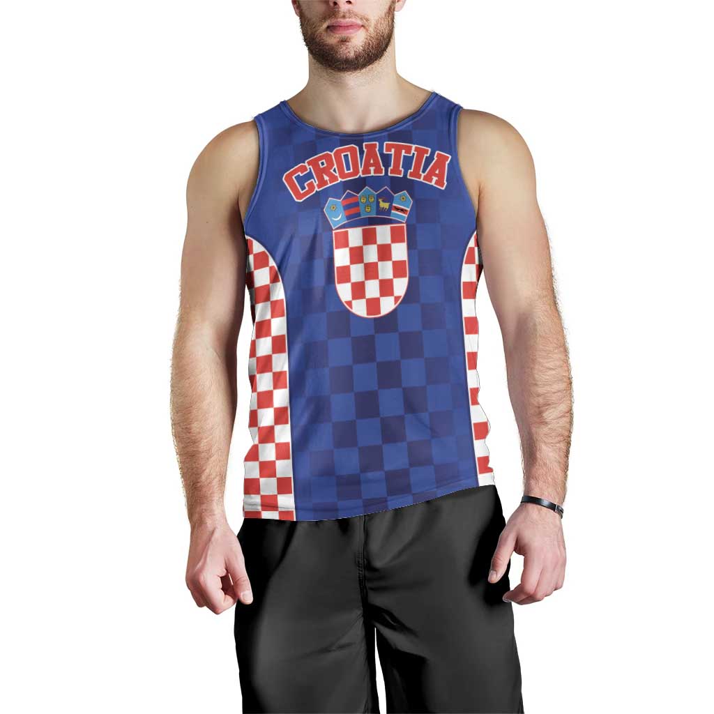 Custom Croatia National Heritage Men Tank Top Blue Checkered Croatian Pride - Wonder Print Shop