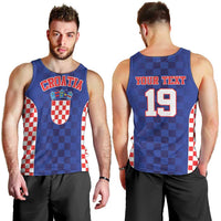 Custom Croatia National Heritage Men Tank Top Blue Checkered Croatian Pride - Wonder Print Shop