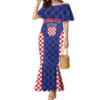 Custom Croatia National Heritage Mermaid Dress Blue Checkered Croatian Pride - Wonder Print Shop