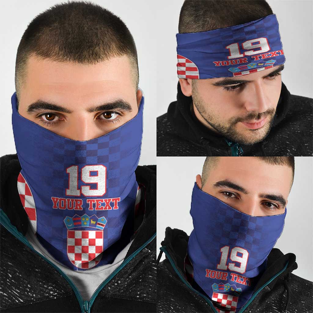 Custom Croatia National Heritage Neck Gaiter Blue Checkered Croatian Pride - Wonder Print Shop