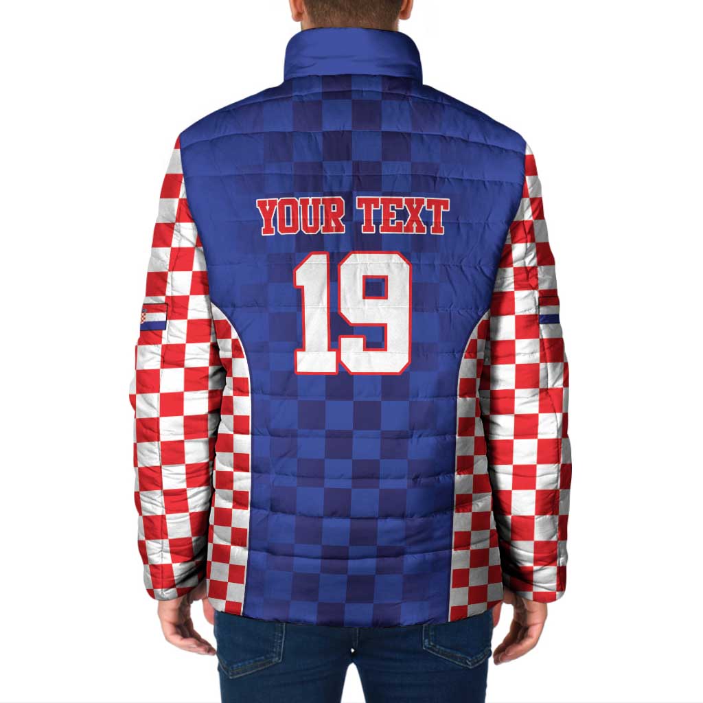 Custom Croatia National Heritage Padded Jacket Blue Checkered Croatian Pride - Wonder Print Shop