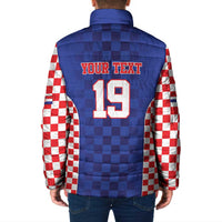 Custom Croatia National Heritage Padded Jacket Blue Checkered Croatian Pride - Wonder Print Shop