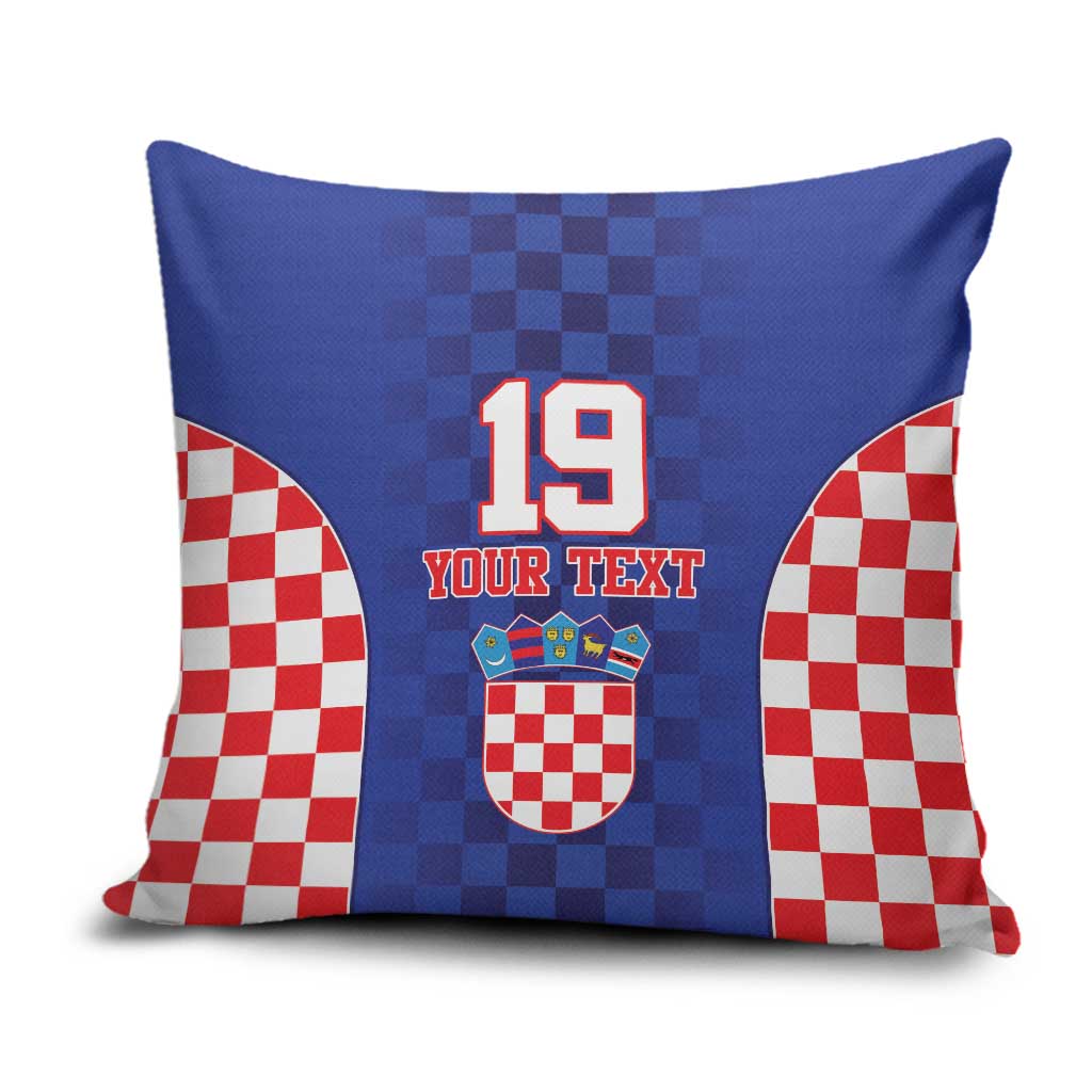 Custom Croatia National Heritage Pillow Cover Blue Checkered Croatian Pride - Wonder Print Shop