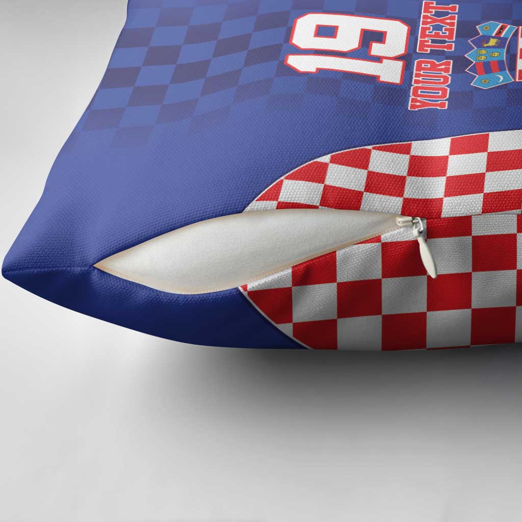 Custom Croatia National Heritage Pillow Cover Blue Checkered Croatian Pride - Wonder Print Shop
