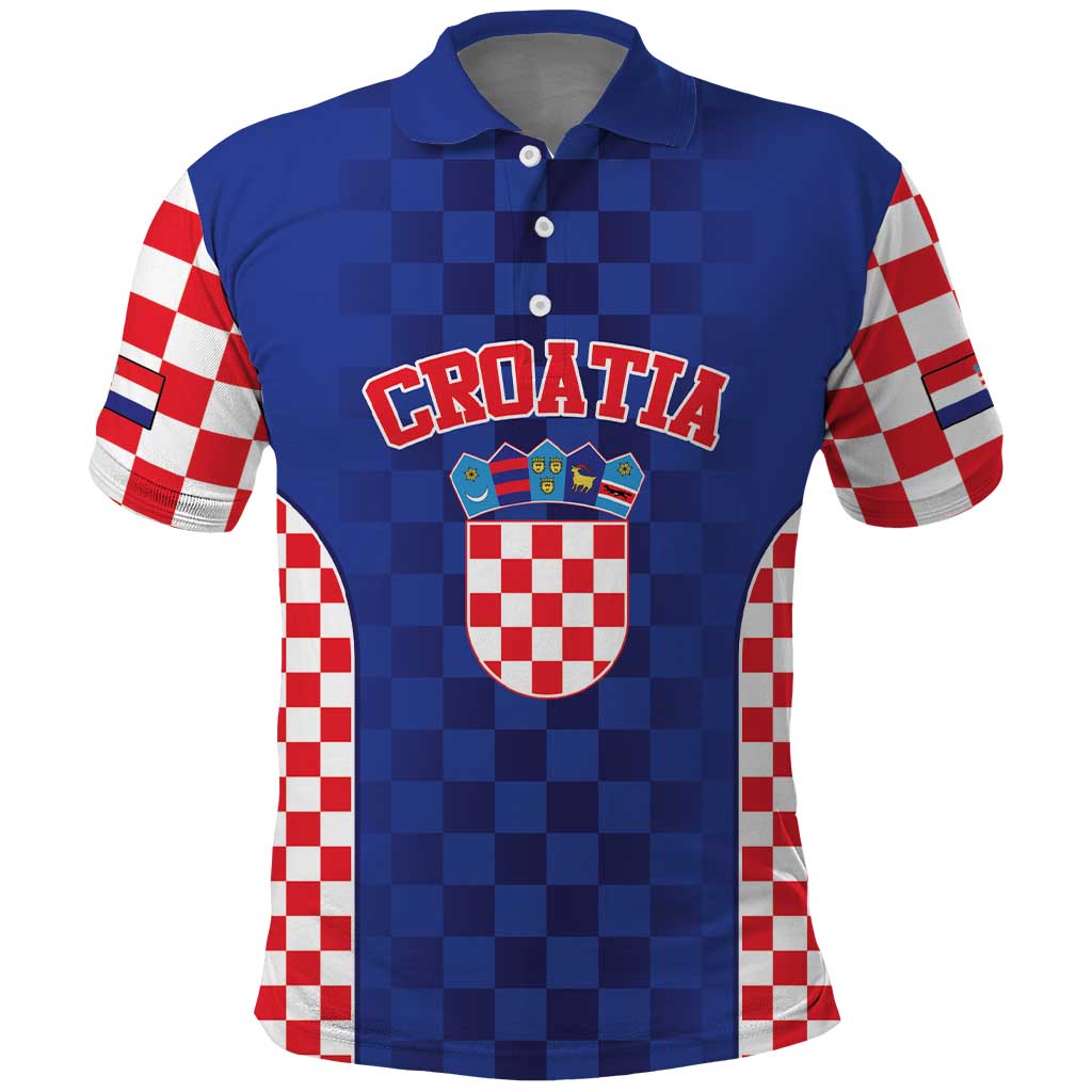 Custom Croatia National Heritage Polo Shirt Blue Checkered Croatian Pride - Wonder Print Shop