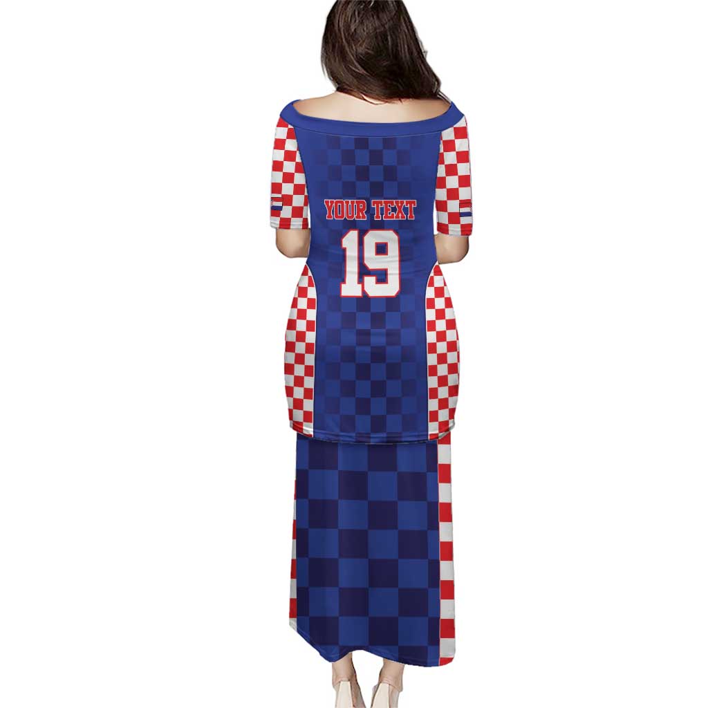 Custom Croatia National Heritage Puletasi Blue Checkered Croatian Pride - Wonder Print Shop