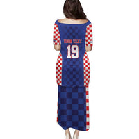 Custom Croatia National Heritage Puletasi Blue Checkered Croatian Pride - Wonder Print Shop