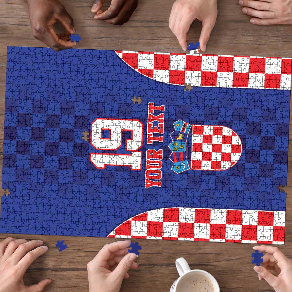 Custom Croatia National Heritage Puzzle Blue Checkered Croatian Pride - Wonder Print Shop