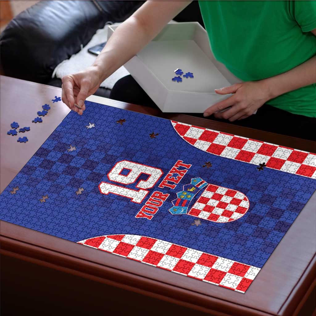 Custom Croatia National Heritage Puzzle Blue Checkered Croatian Pride - Wonder Print Shop