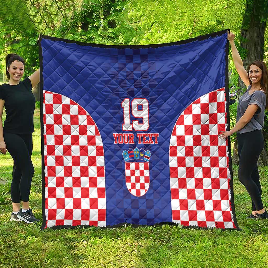 Custom Croatia National Heritage Quilt Blue Checkered Croatian Pride - Wonder Print Shop