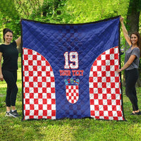 Custom Croatia National Heritage Quilt Blue Checkered Croatian Pride - Wonder Print Shop