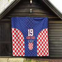 Custom Croatia National Heritage Quilt Blue Checkered Croatian Pride - Wonder Print Shop
