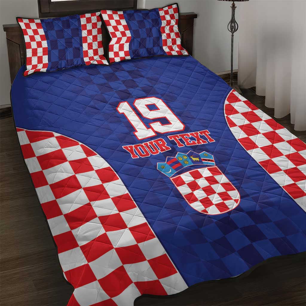 Custom Croatia National Heritage Quilt Bed Set Blue Checkered Croatian Pride - Wonder Print Shop