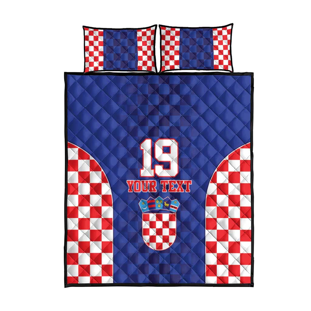 Custom Croatia National Heritage Quilt Bed Set Blue Checkered Croatian Pride - Wonder Print Shop