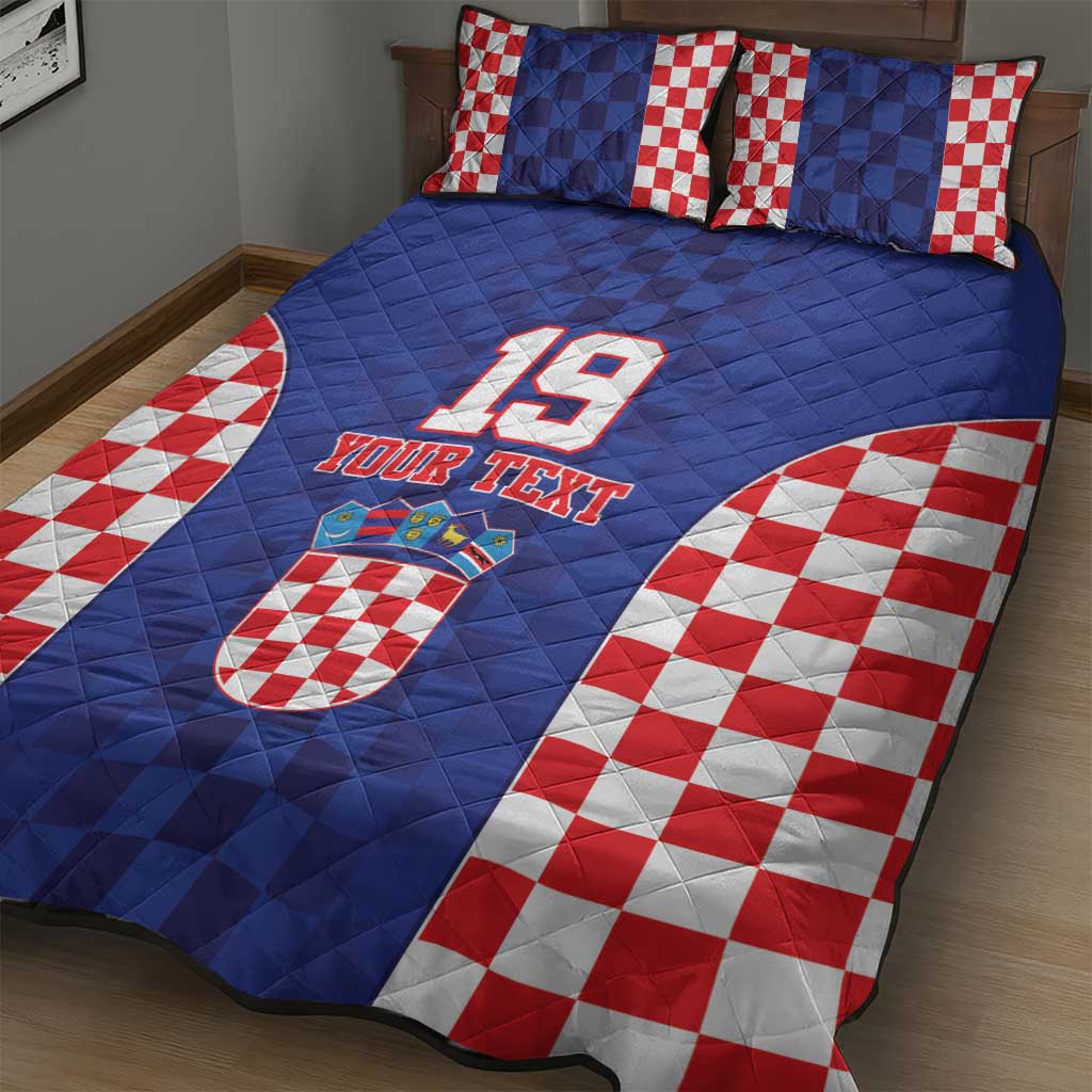 Custom Croatia National Heritage Quilt Bed Set Blue Checkered Croatian Pride - Wonder Print Shop