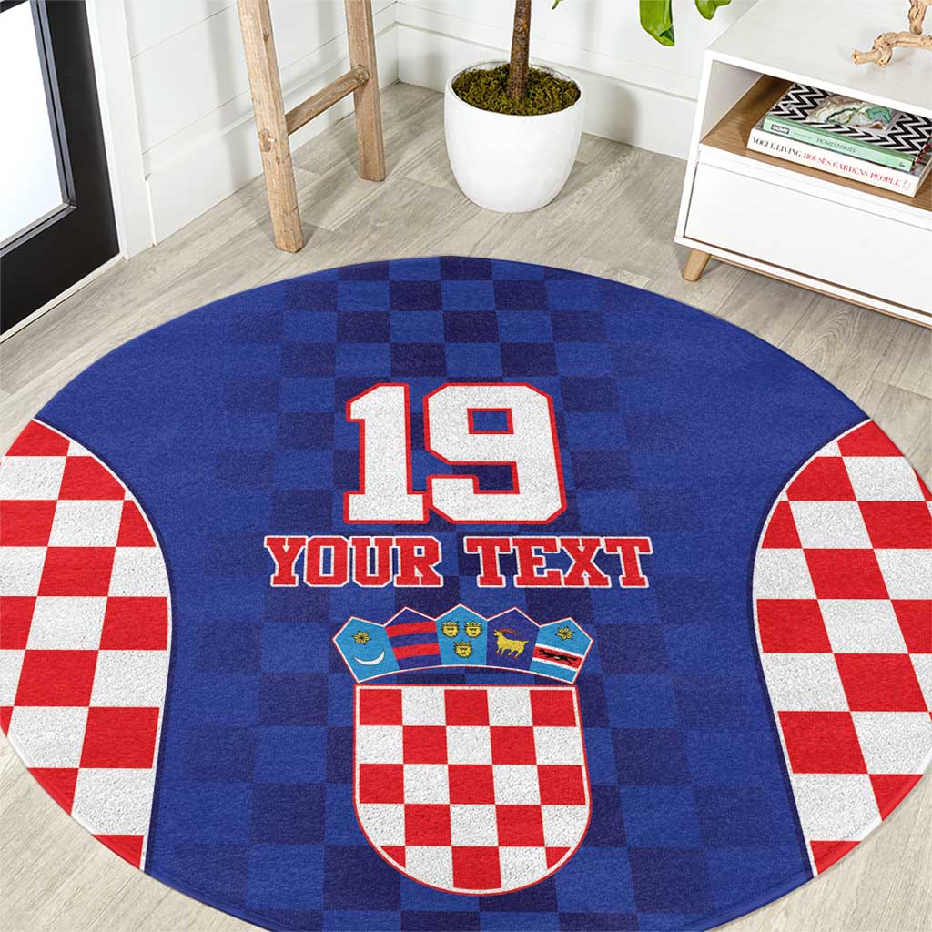 Custom Croatia National Heritage Round Carpet Blue Checkered Croatian Pride - Wonder Print Shop
