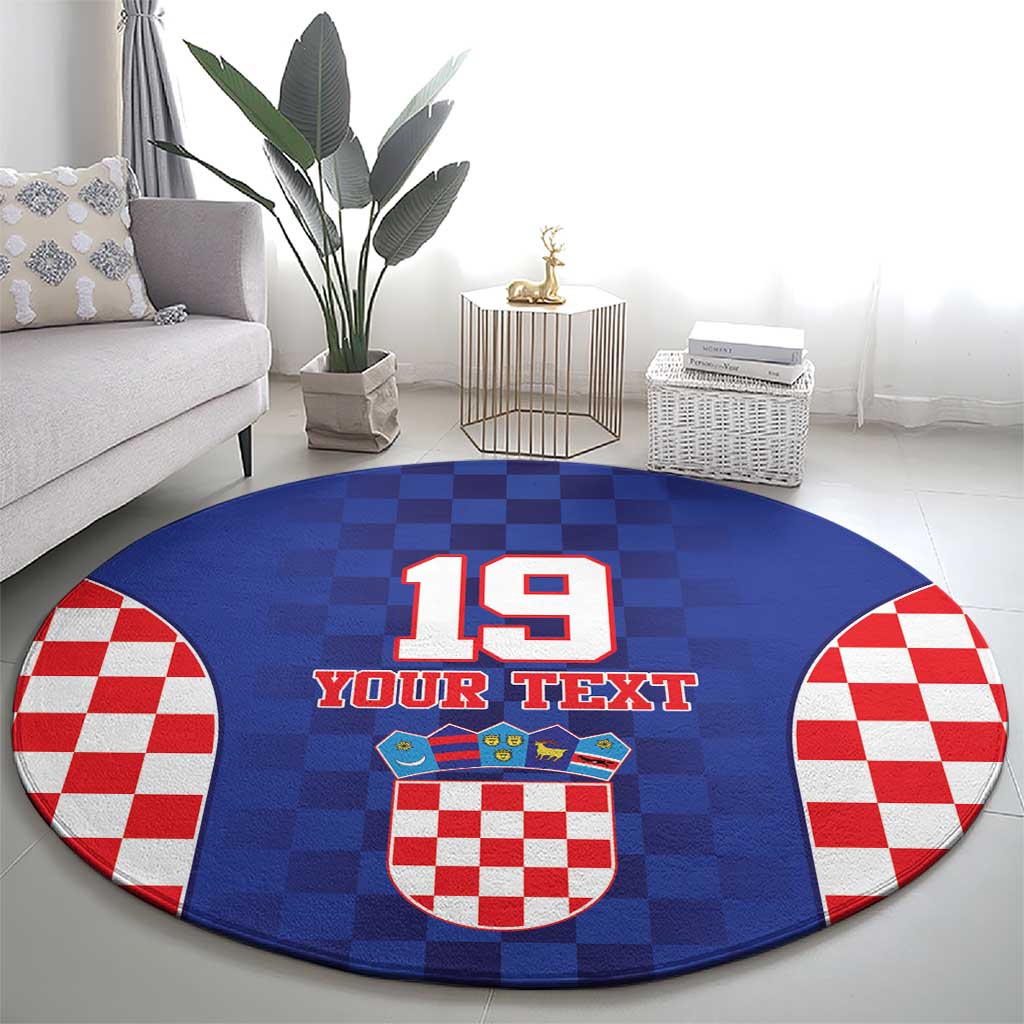 Custom Croatia National Heritage Round Carpet Blue Checkered Croatian Pride - Wonder Print Shop