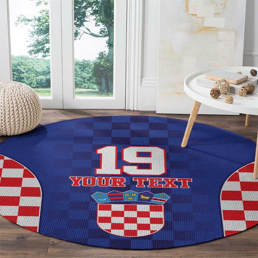 Custom Croatia National Heritage Round Carpet Blue Checkered Croatian Pride - Wonder Print Shop