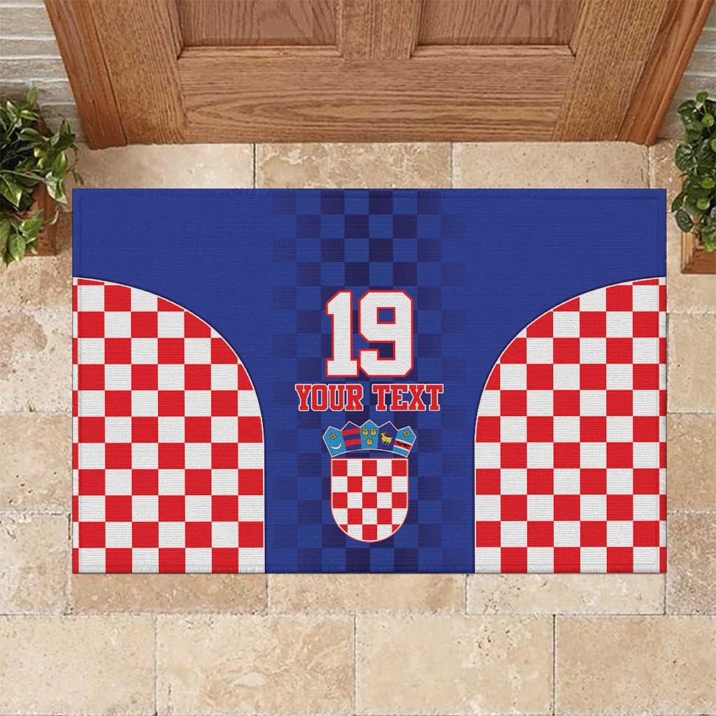 Custom Croatia National Heritage Rubber Doormat Blue Checkered Croatian Pride - Wonder Print Shop