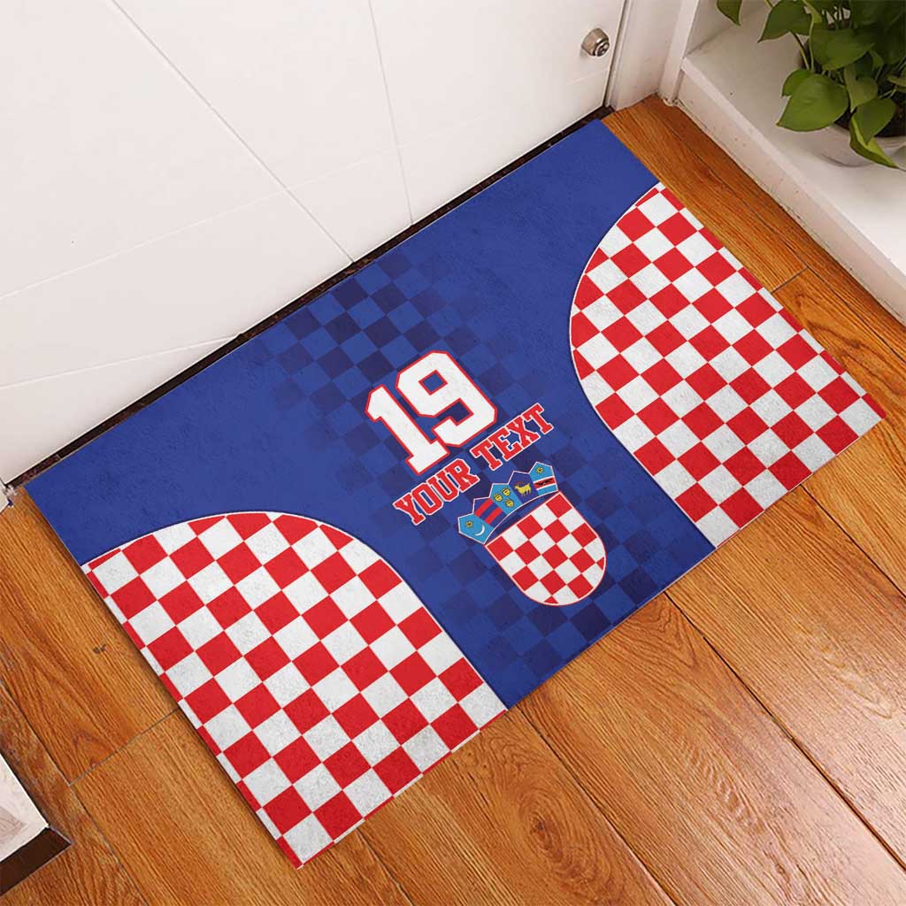 Custom Croatia National Heritage Rubber Doormat Blue Checkered Croatian Pride - Wonder Print Shop