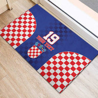 Custom Croatia National Heritage Rubber Doormat Blue Checkered Croatian Pride - Wonder Print Shop