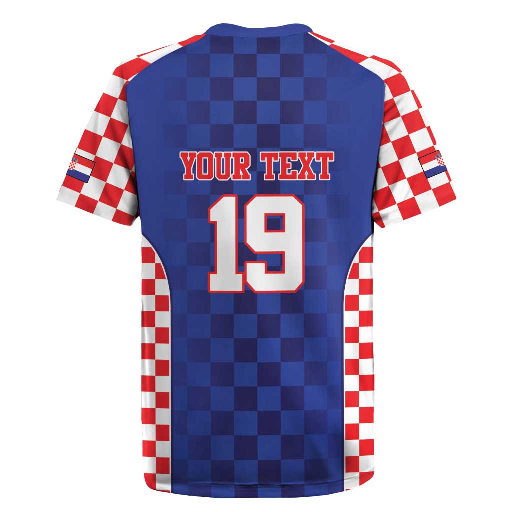 Custom Croatia National Heritage Rugby Jersey Blue Checkered Croatian Pride - Wonder Print Shop