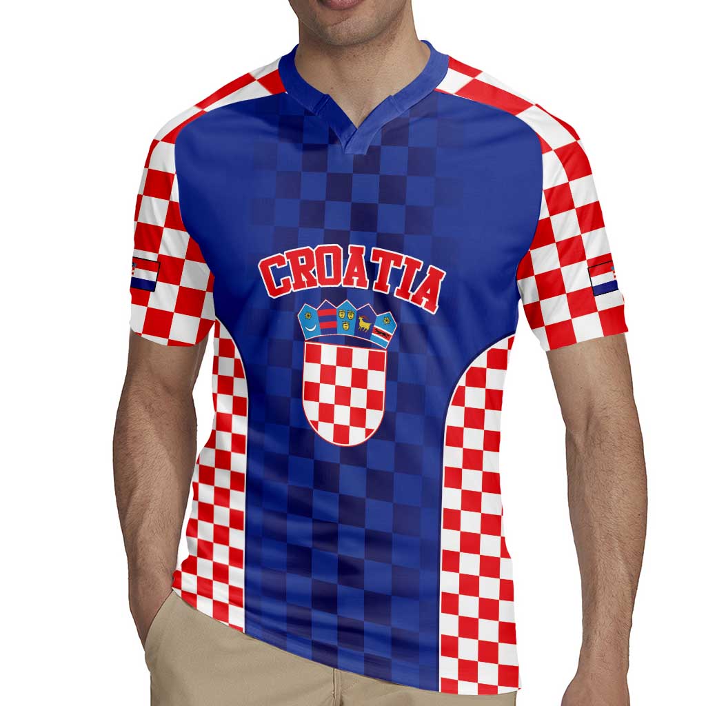 Custom Croatia National Heritage Rugby Jersey Blue Checkered Croatian Pride - Wonder Print Shop