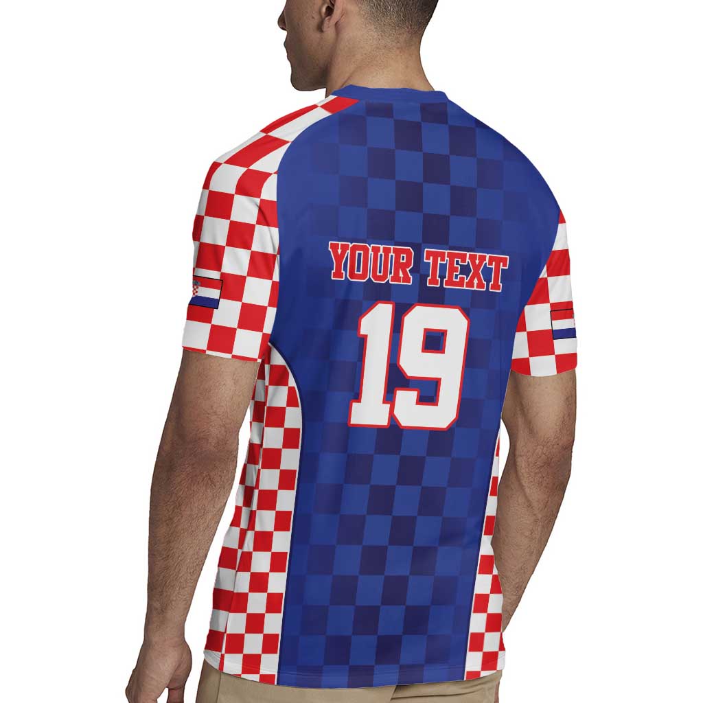 Custom Croatia National Heritage Rugby Jersey Blue Checkered Croatian Pride - Wonder Print Shop