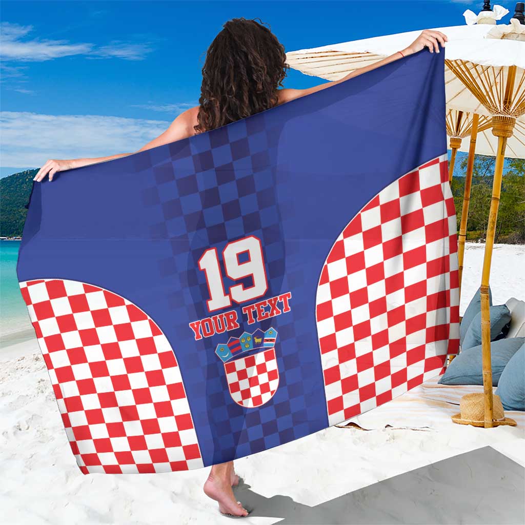 Custom Croatia National Heritage Sarong Blue Checkered Croatian Pride - Wonder Print Shop