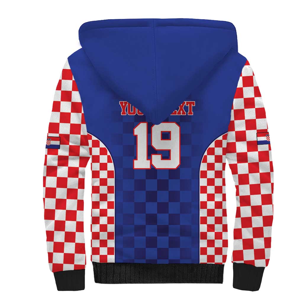Custom Croatia National Heritage Sherpa Hoodie Blue Checkered Croatian Pride - Wonder Print Shop