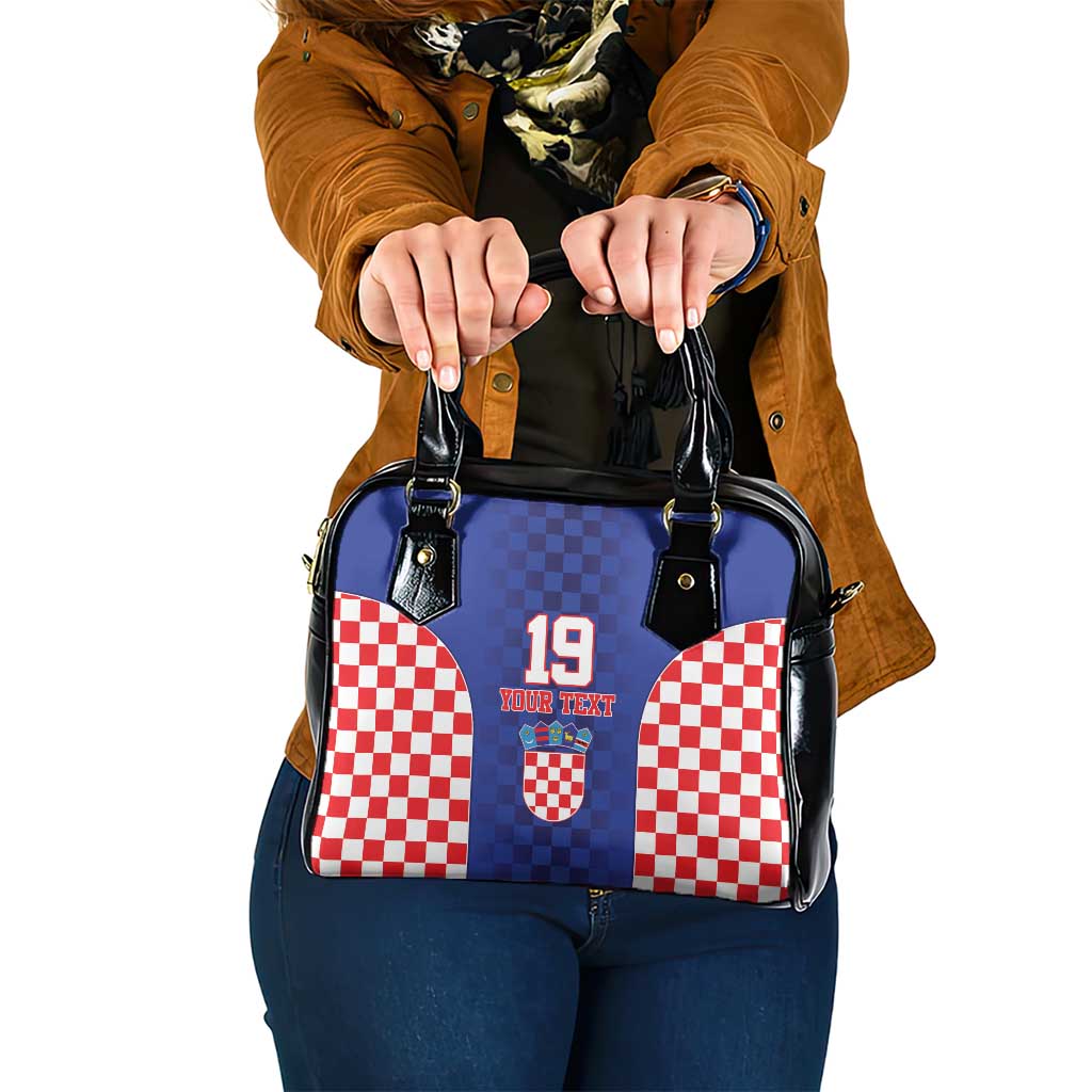 Custom Croatia National Heritage Shoulder Handbag Blue Checkered Croatian Pride - Wonder Print Shop