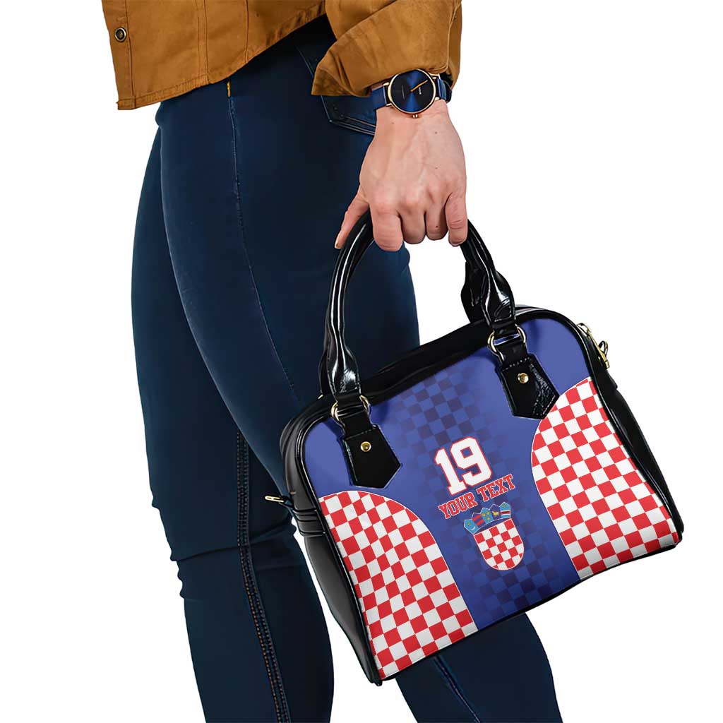 Custom Croatia National Heritage Shoulder Handbag Blue Checkered Croatian Pride - Wonder Print Shop