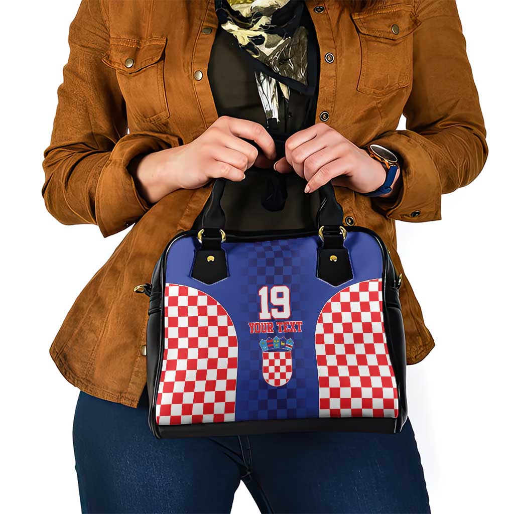 Custom Croatia National Heritage Shoulder Handbag Blue Checkered Croatian Pride - Wonder Print Shop